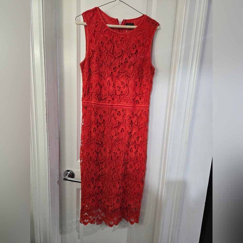 Ann Taylor Scarlet Lace Midi Dress